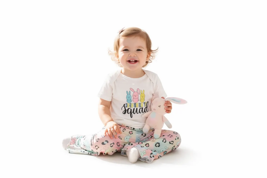 Easter Bunny Girls outfit with flare pants