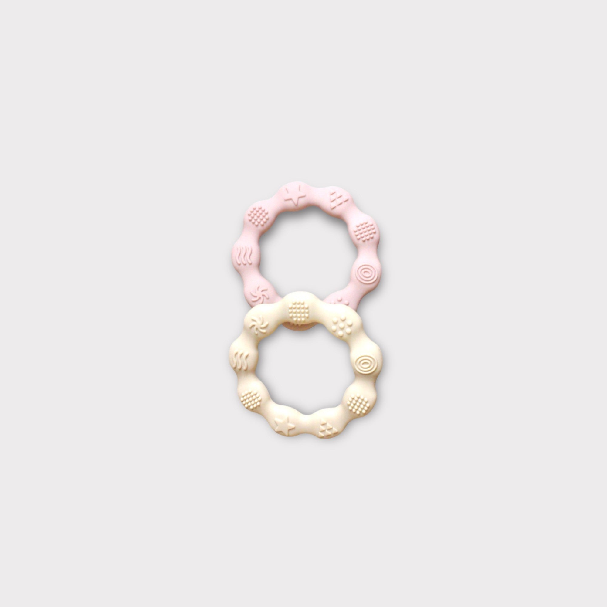 Silicone Teethers – Safe & Soothing Baby Teething Toys - Pink & Beige image
