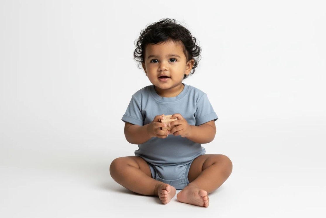 Solid Blue Bubble Bamboo Viscose Bodysuit image 0