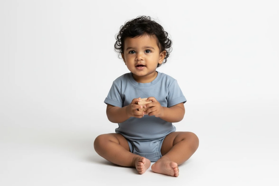 Solid Blue Bubble Bamboo Viscose Bodysuit