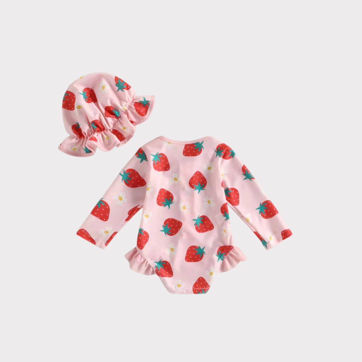 Girls strawberry swimsuit with hat