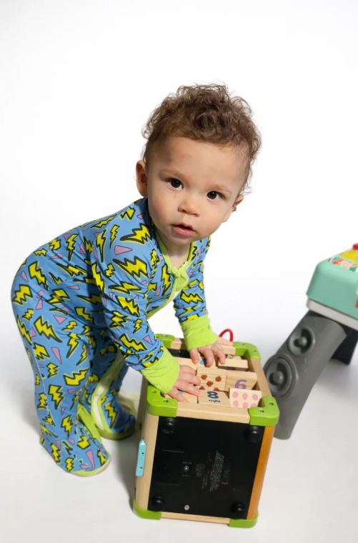 Retro Lightning Pajama Set – Soft Bamboo Sleepwear for Babies