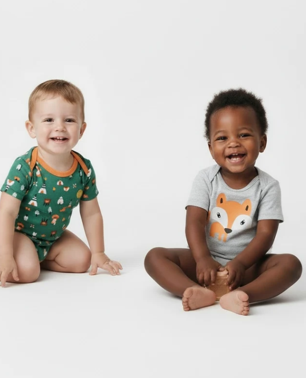 Organic Cotton Fox Bodysuits – 2-Pack Baby Boy Onesies for Everyday Comfort