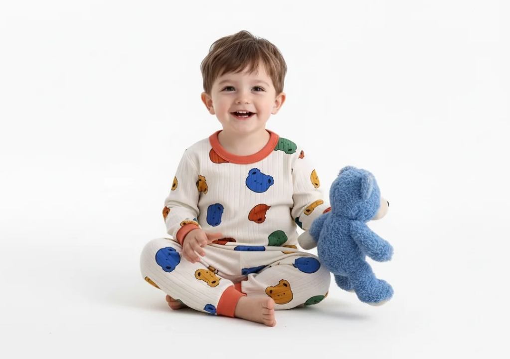 Colorful Bear Hugs Pajama Set – Cozy Baby Boy Two-Piece Outfit