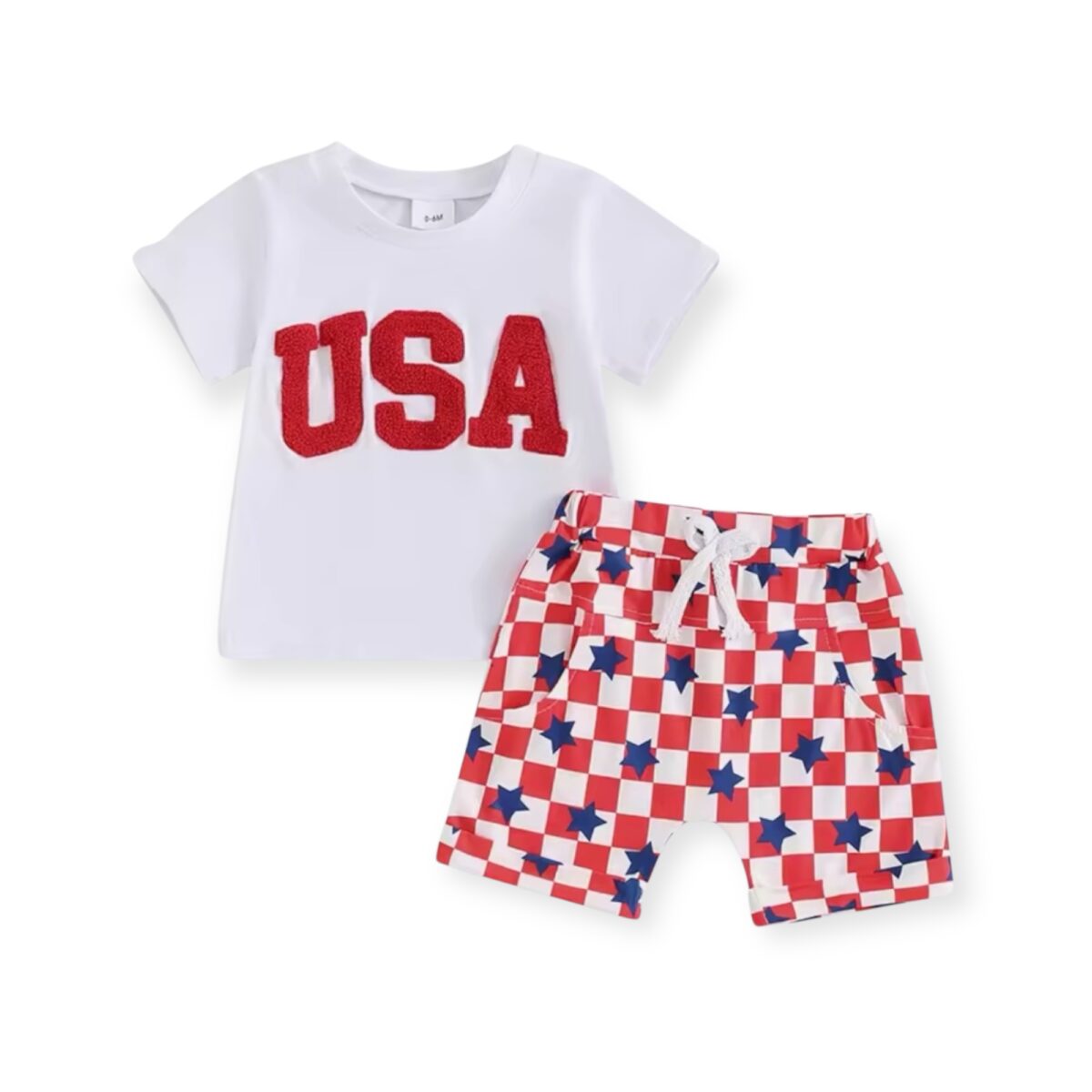Patriot Toddler Outfit- USA T-shirt & Star Spangled Shorts Set