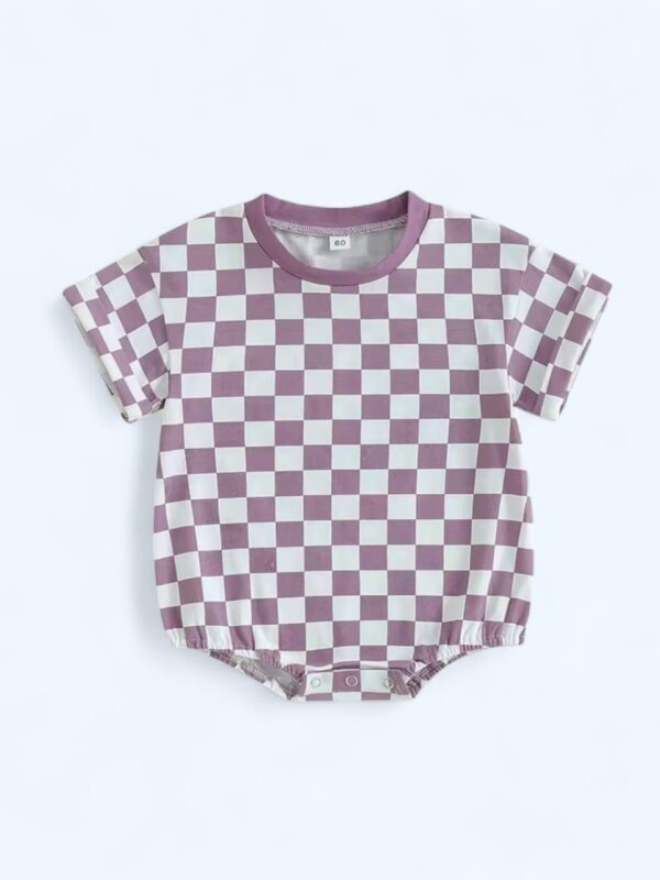 Pastel Purple Pop Checkered Romper