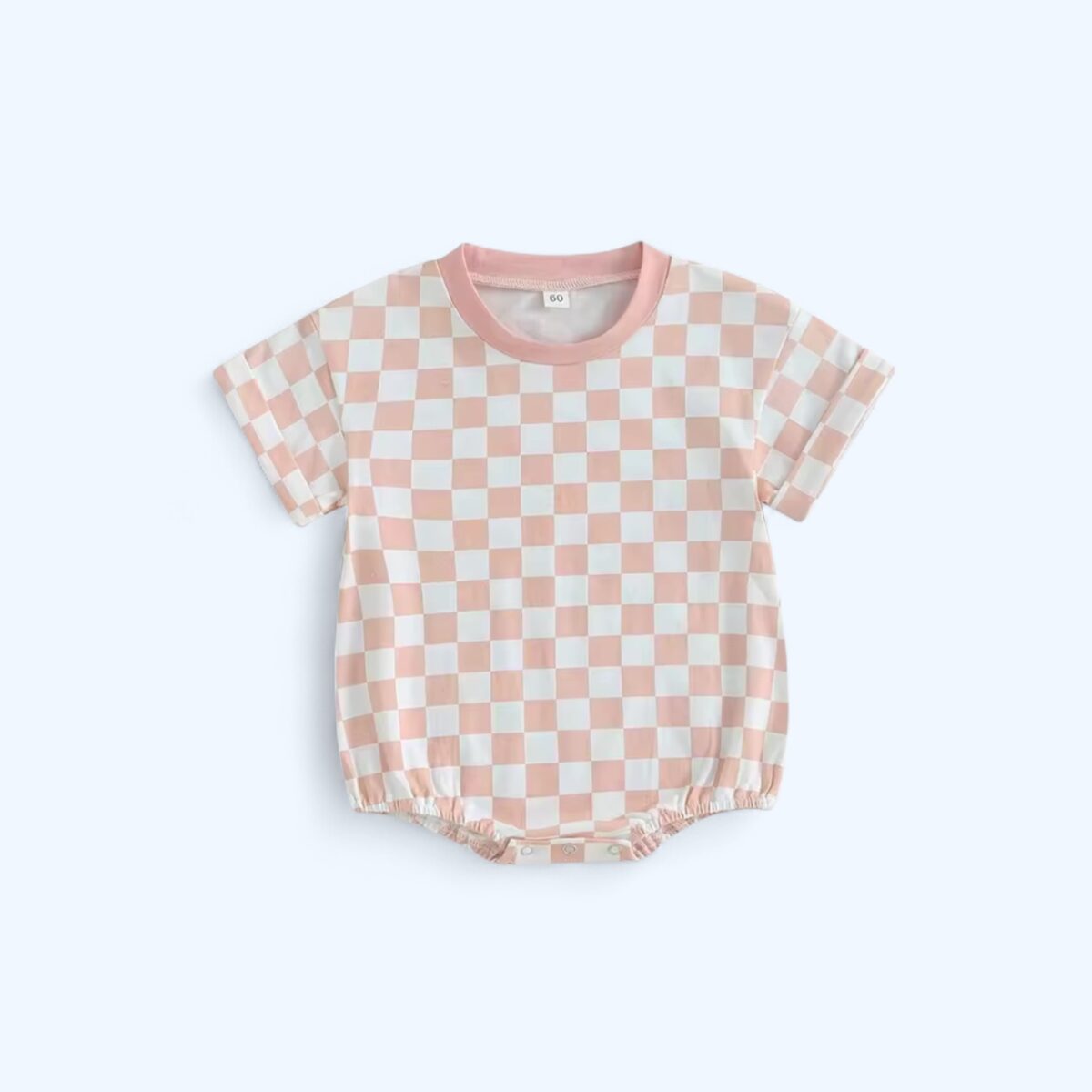 Pastel Pink Pop Checkered Romper