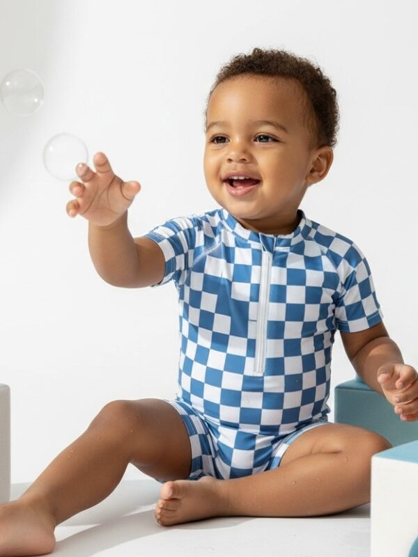Blue Checkered Swimsuit for Your Baby Boy
