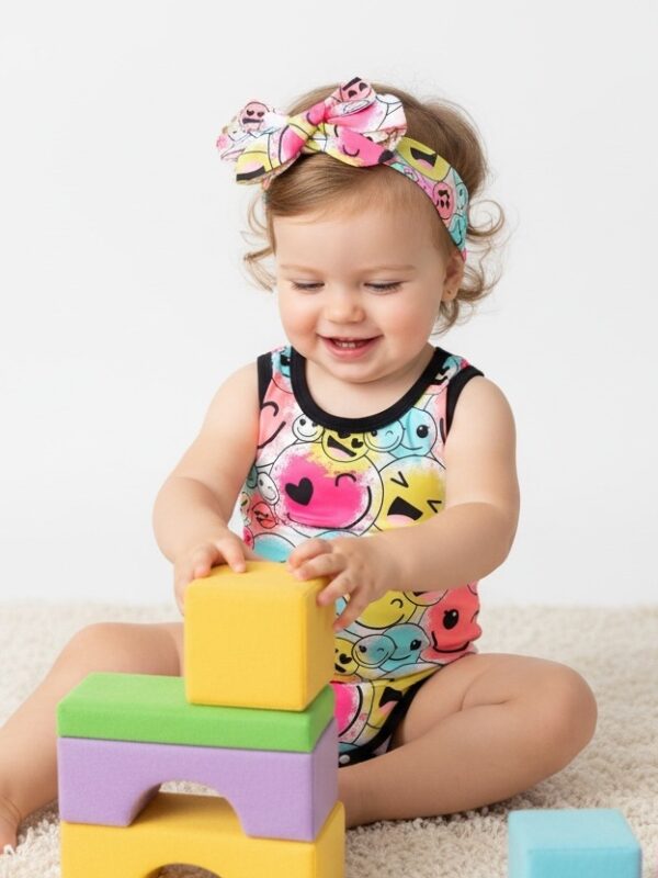 Cute Emojis Bodysuit with Headband for This Spring Season