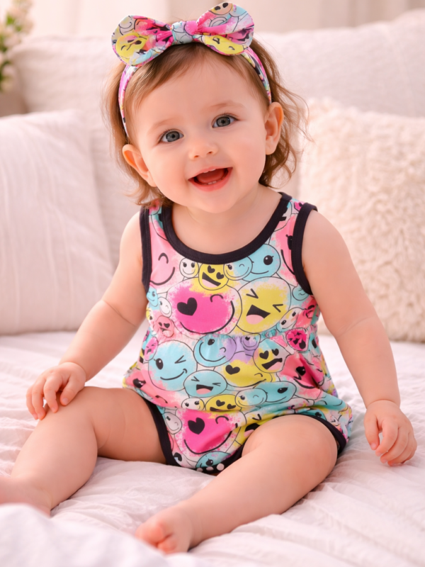 Cute Emojis Bodysuit with Headband for This Spring Season