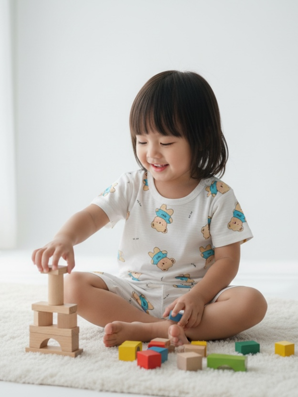 Teddy Bear Printed Two Piece Set for Your Baby Boy