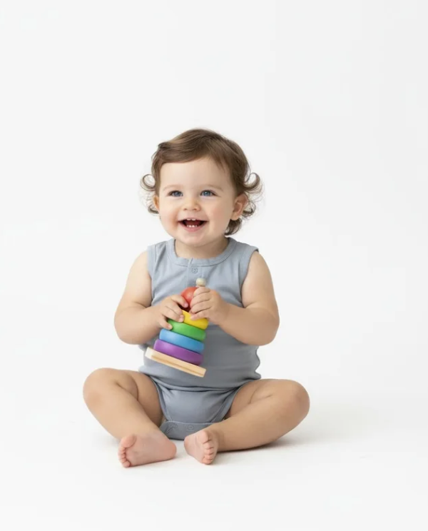 Short Sleeve Bamboo Bodysuit Blue