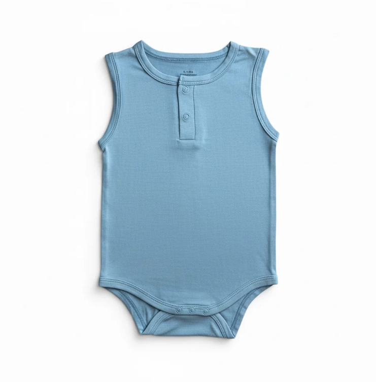 Short Sleeve Bamboo Bodysuit Blue - Image 4