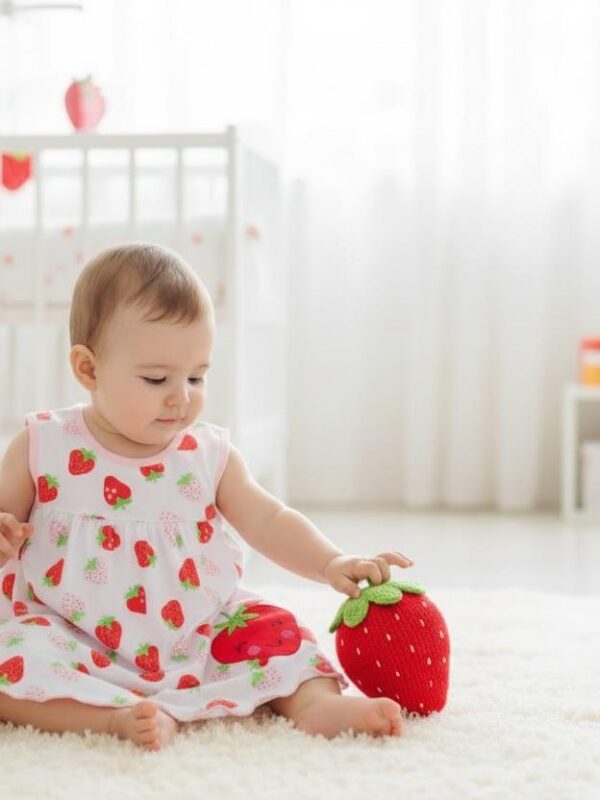 Strawberry Printed white Sundress for your Baby Girl