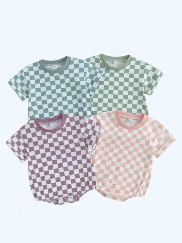 Checkered Cotton Bodysuit for Your Babies