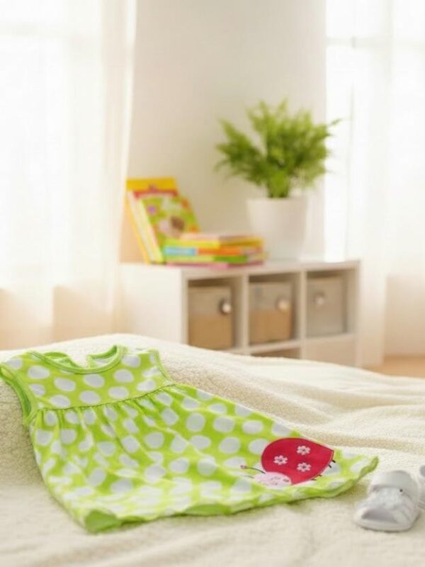 Green Bodysuit with Ladybug for this Spring Season