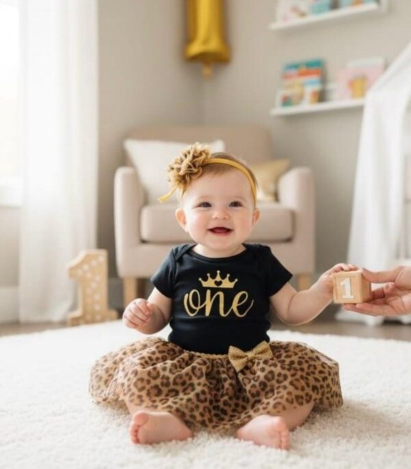 Leopard Pattern First Birthday outfit with Tutu for your Babygirl