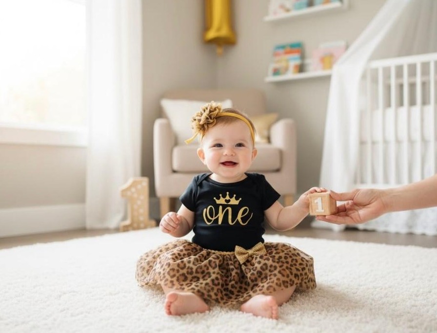 Leopard Pattern First Birthday outfit with Tutu for your Babygirl
