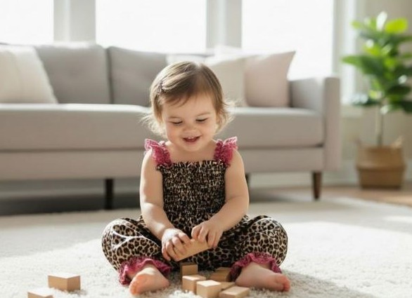 Leopard Jumpsuit with Headband for your Baby Girl