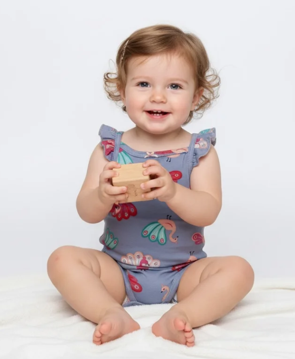 Purple Flamingo Bodysuit for Girls