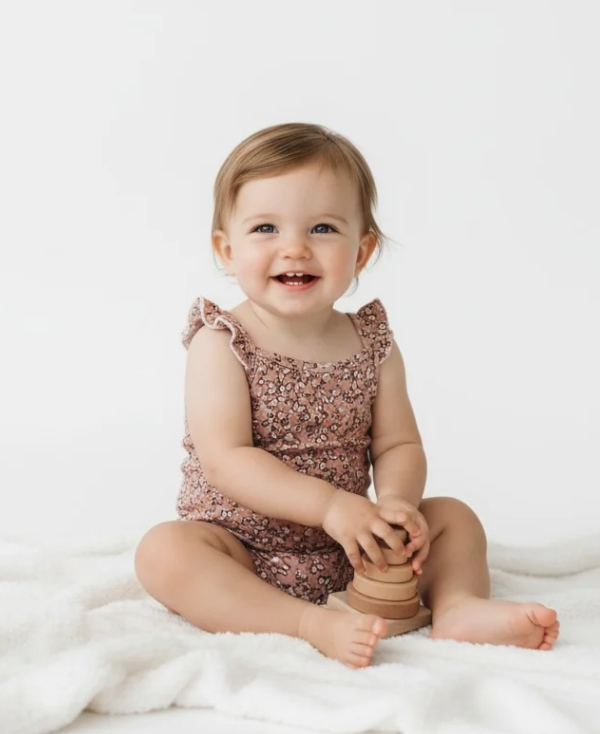 Pink Flowers Bodysuit for Girls