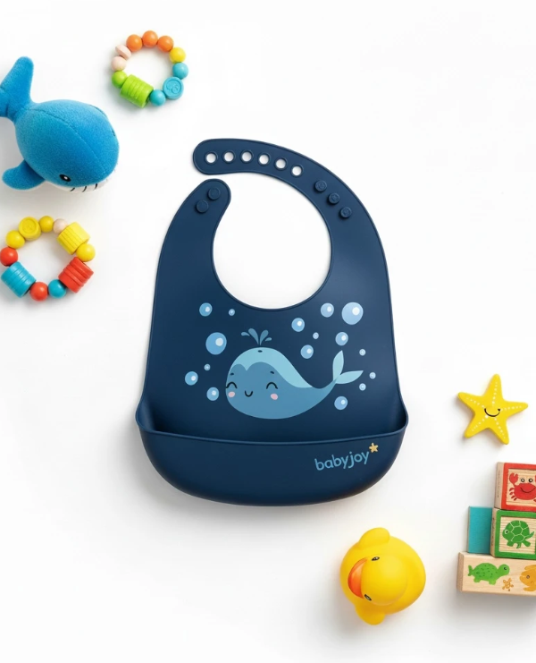 Whale Blue Silicone Bib