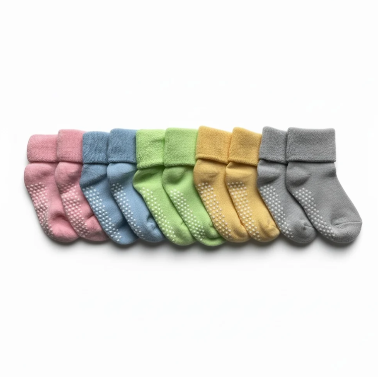 Non-Slip Cotton Grey Socks 2 Pack