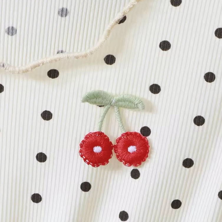Polkadot Cherry Cream Dress for Girls