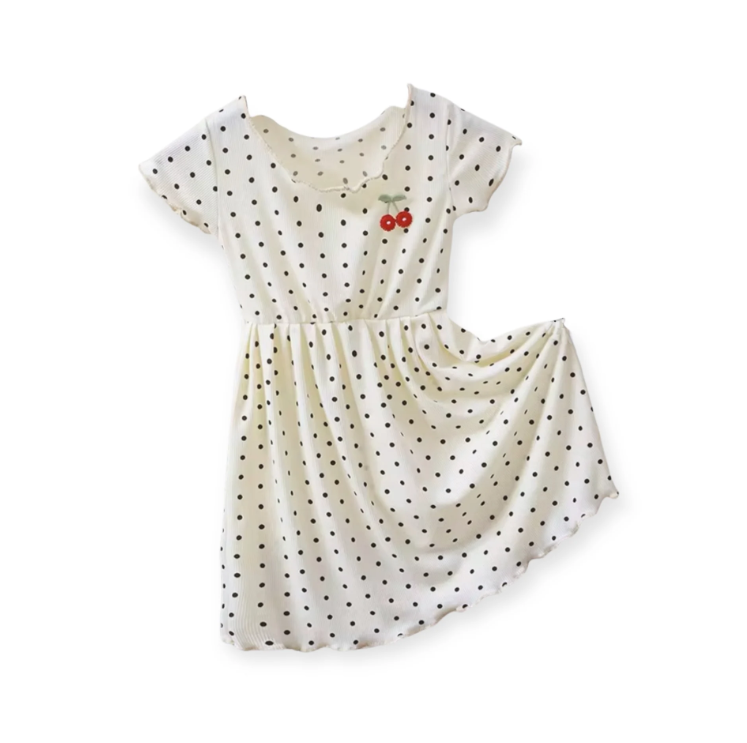 Polkadot Cherry Cream Dress for Girls