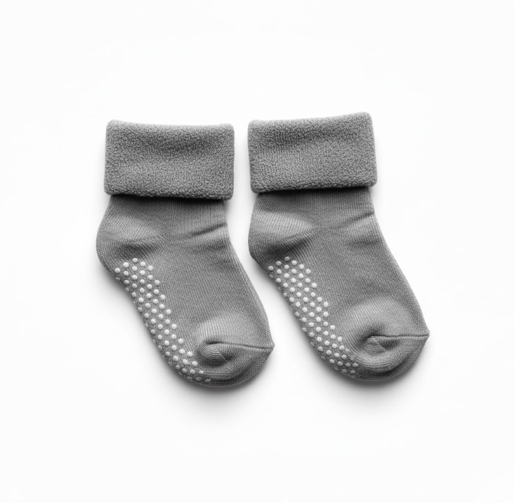 Non-Slip Grey Socks 2 Pack