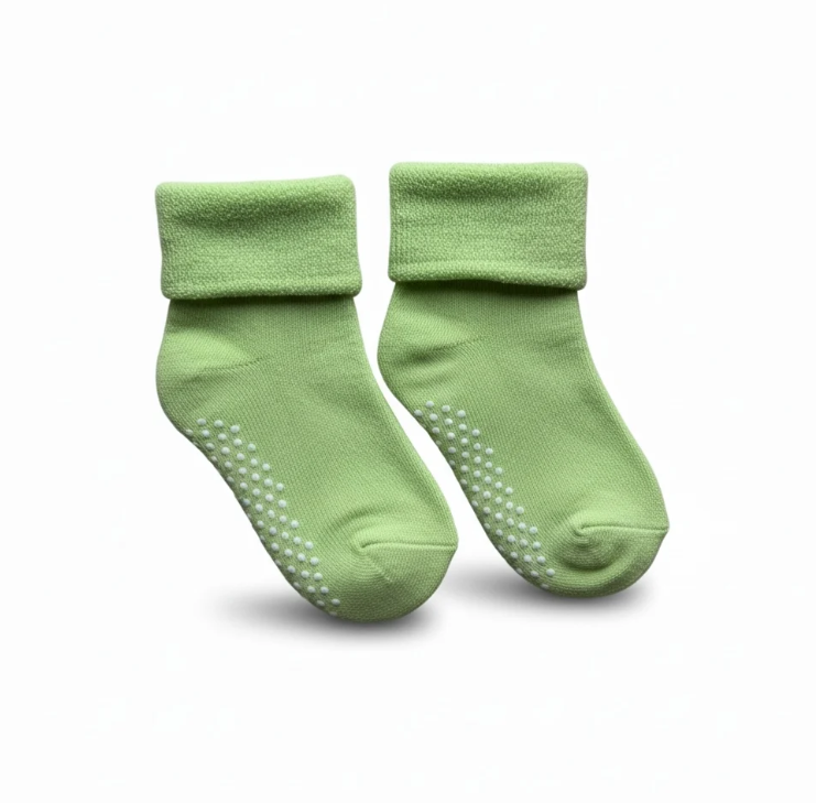 Non-Slip Green Socks 2 pack