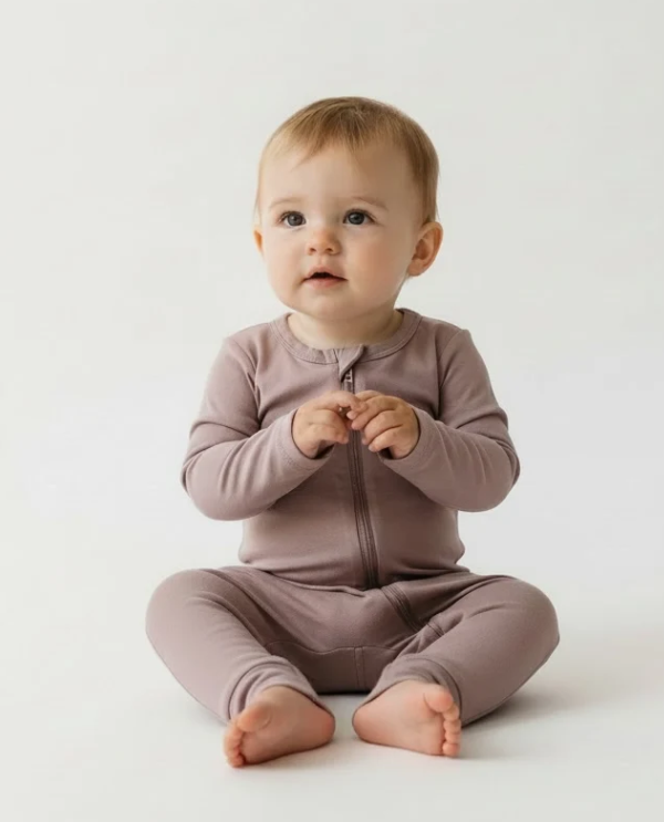 Solid Purple Bamboo Viscose Zip Up Sleeper