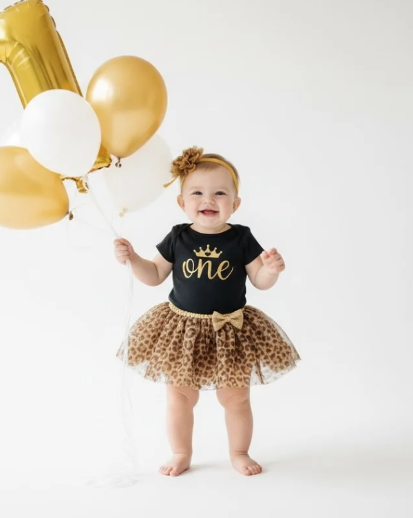 Leopard First Birthday with Tutu for Girls