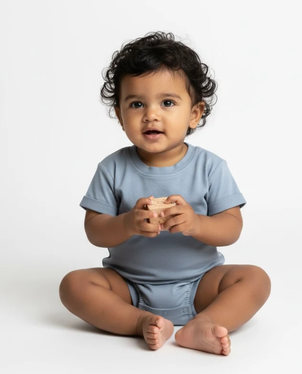 Solid Blue Bubble Bamboo Viscose Bodysuit