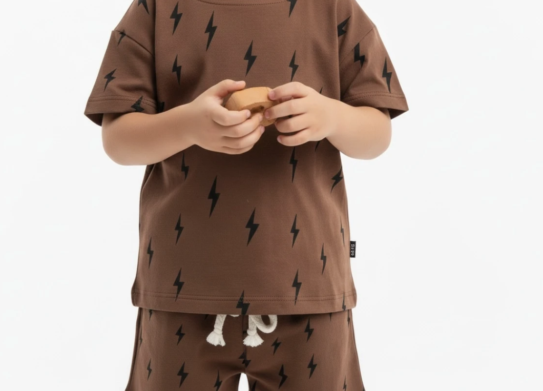 Brown Two Piece Set Lightning Bolts Outfit - Image 3